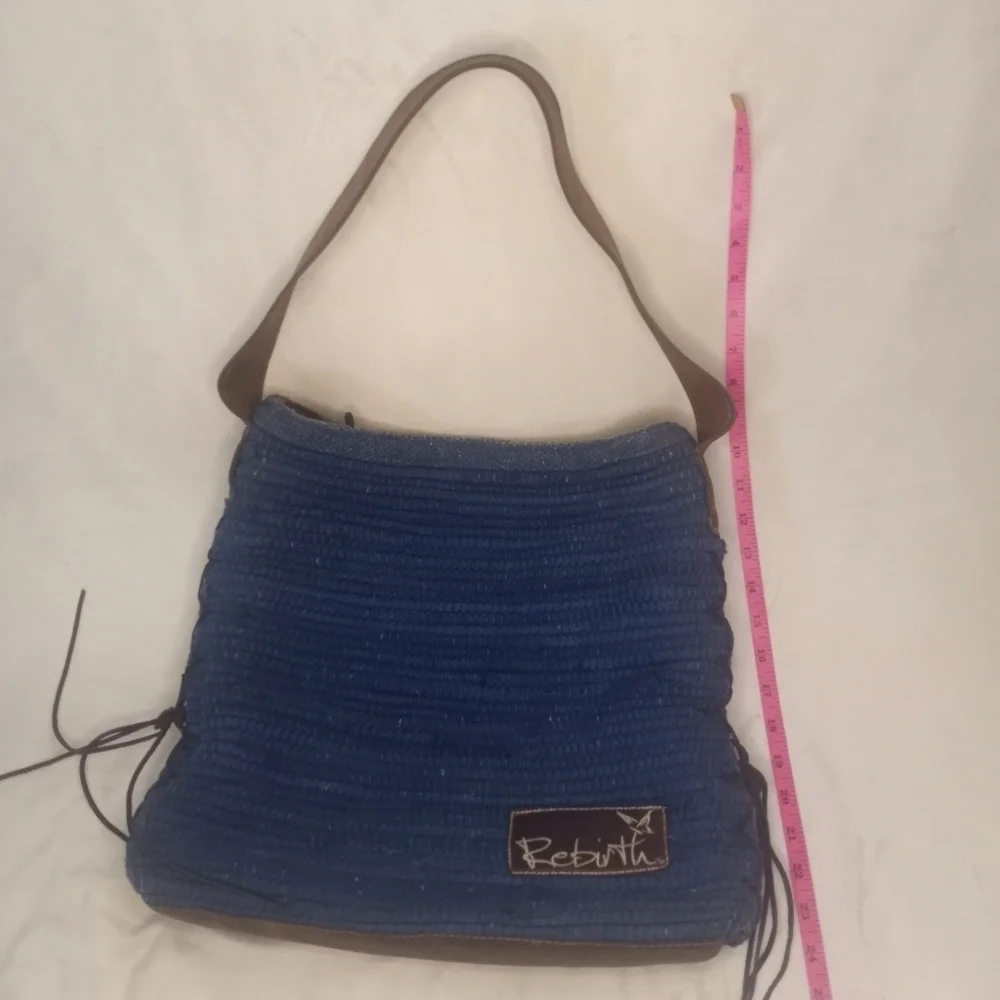 Rebirth Leather Trim Woven Cotton Sustainable Eco Friendly Women Supportive Tote
